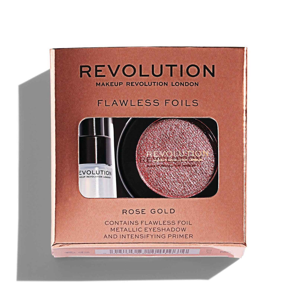 Makeup Revolution Set Makeup Revolution: Flawless Foils for Women, Vegan, Eyeshadow Primer, 2 ml + Flawless Foils, Vegan, Eyeshadow Palette, Rose Gold, 2 g