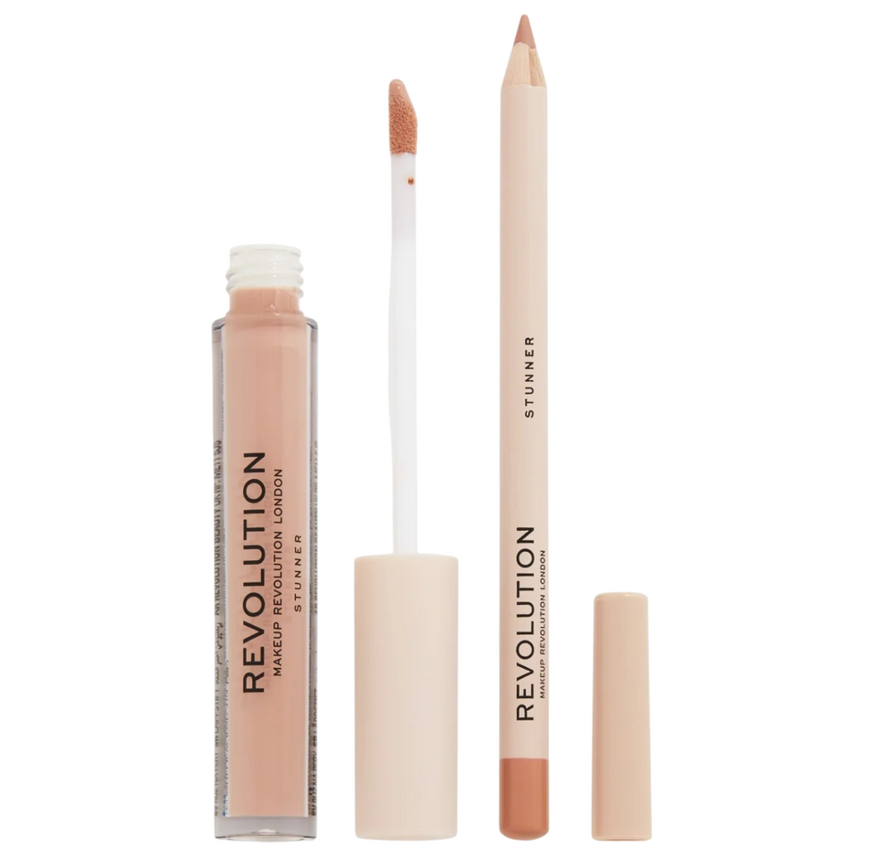 Makeup Revolution Set Makeup Revolution: Makeup Revolution – Liquid Lipstick for Women, Stunner, 3 ml + Makeup Revolution, Precision, Lip Liner, Stunner, 1 g