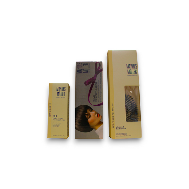 Marlies Moller Set Marlies Moller: Specialists Keratin – Hair Oil Conditioner for Women, Sleek & Shine, 100 ml + Marlies Moller, Paddle, Hair Brush + Specialists, Keratin, Hair Shampoo, Sleek & Shine, 200 ml