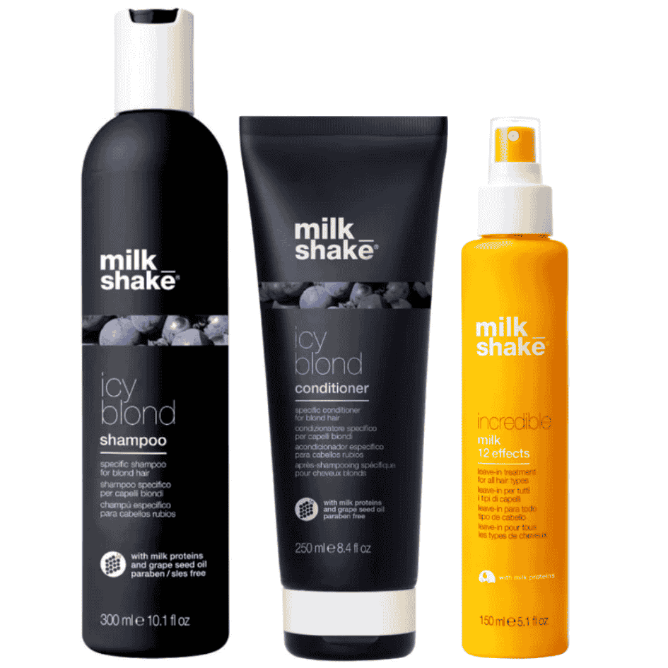 Milk Shake Set Milk Shake: Icy Blond – Hair Shampoo for Women, 300 ml + Icy Blond, Hair Conditioner, 250 ml + Incredible,…