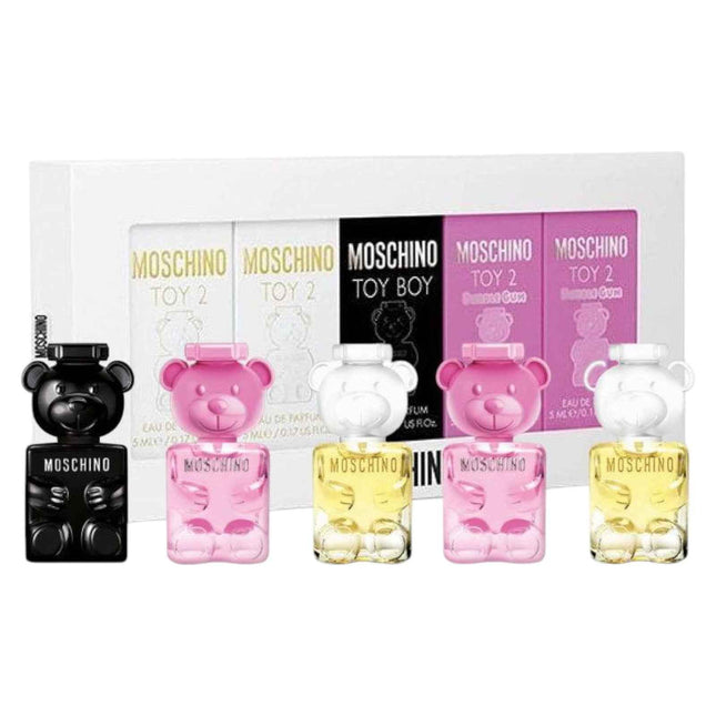 Moschino Set Moschino: Toy 2 Bubble Gum Unisex, Eau de Parfum, 2 pcs, 5 ml + Toy 2, Eau de Parfum, 2 pcs, 5 ml + Toy Boy, Eau de Parfum, 5 ml