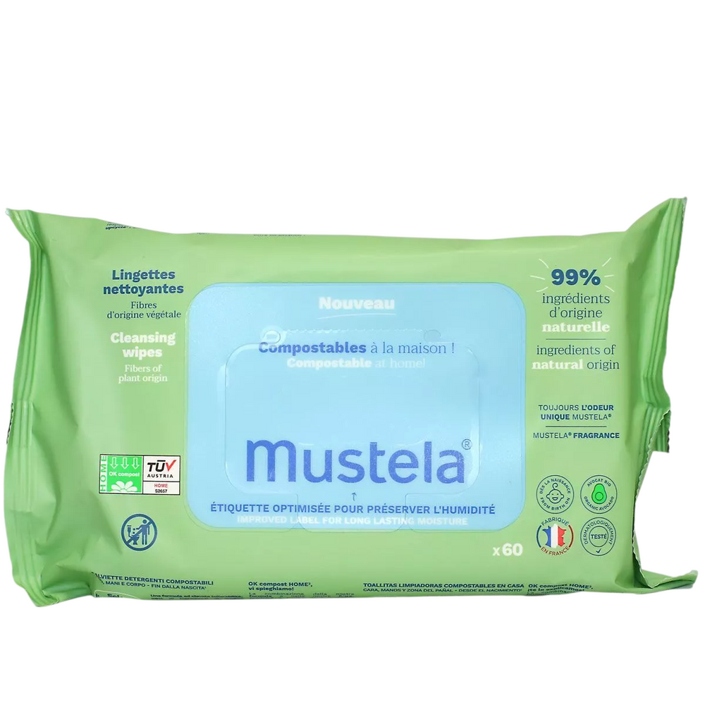 Mustela Set Mustela Compostable Avocado – Cleansing Wipes for Children, 60 pcs