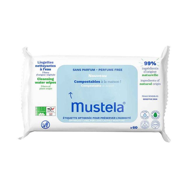 Mustela Set Mustela Compostable Water – Cleansing Wipes for Children, 60 pcs