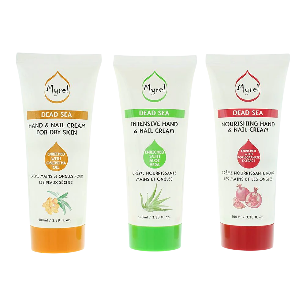 Myrel Set Myrel: Dead Sea Hydration – Hand Cream for Women, Aloe Vera, 100 ml + Dead Sea, Hydrating, Pomegranate, 100 ml +…