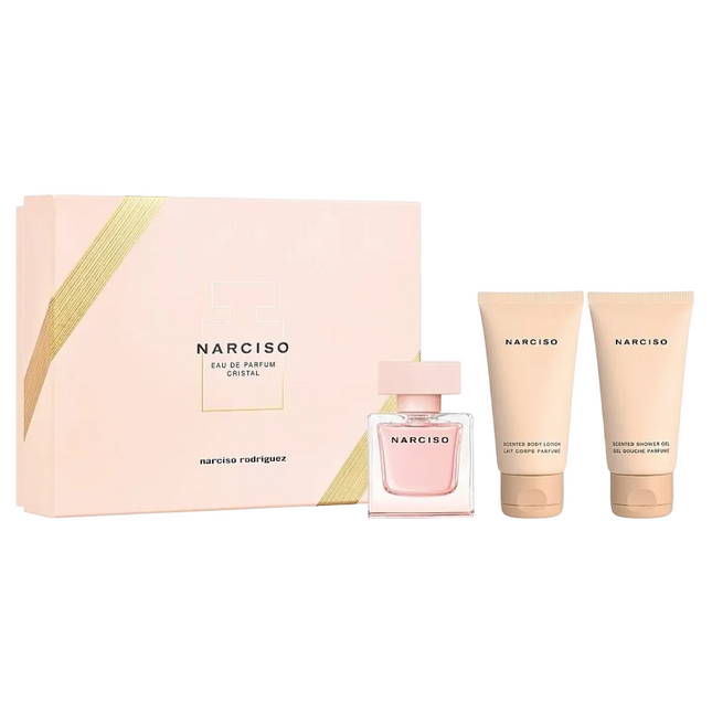 Narciso Rodriguez Set Narciso Rodriguez: Cristal – Eau de Parfum for Women, 50 ml + Cristal, Hydrating, Body Lotion, 50 ml + Cristal, Cleansing, Shower Gel, All Over The Body, For All Skin Types, 50 ml