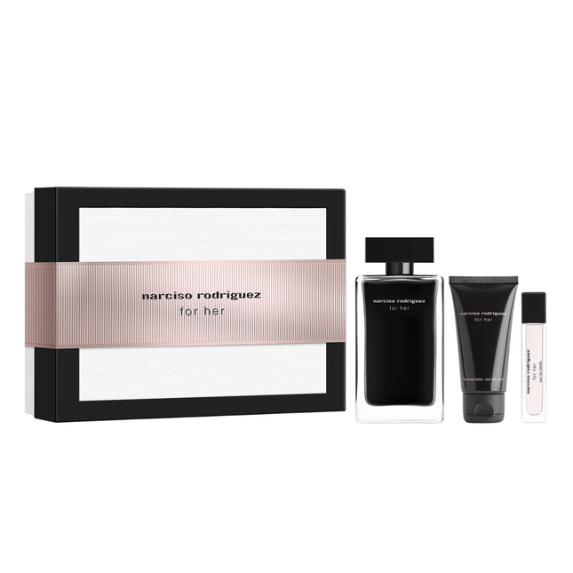 Narciso Rodriguez Set Narciso Rodriguez: For Her – Eau de Toilette for Women, 50 ml + For Her, 7.5 ml + For Her, Hydrating, Body Lotion, 50 ml