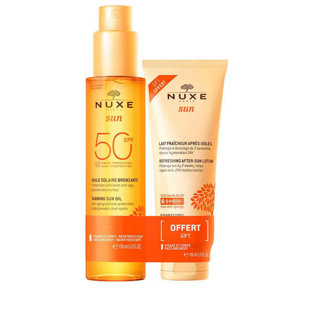 Nuxe Set Nuxe: Sun Anti-Ageing – Tanning Oil for Women, SPF 50, 150 ml + Sun, Refreshing, After-Sun Lotion, 100 ml