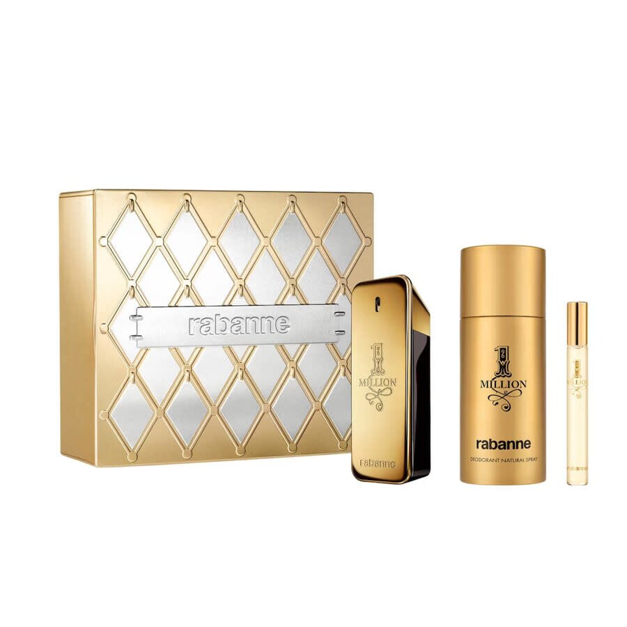 Paco Rabanne Set Paco Rabanne: 1 Million – Eau de Toilette for Men, 100 ml + 1 Million, 10 ml + 1 Million, Anti-Perspirant,…