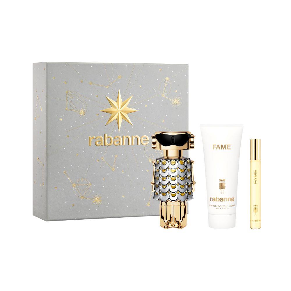 Paco Rabanne Set Paco Rabanne: Fame – Eau de Parfum for Women, 80 ml + Fame, 10 ml + Fame, Hydrating, Body Lotion, 100 ml