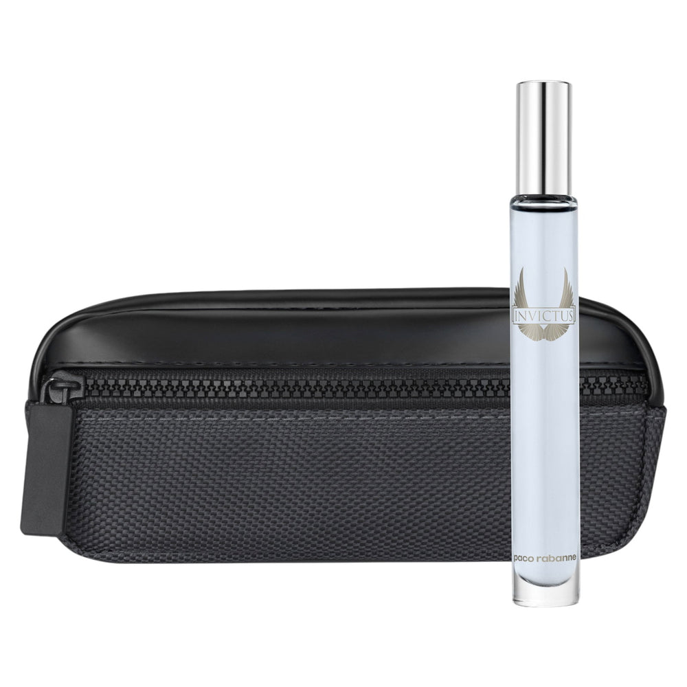 Paco Rabanne Set Paco Rabanne: Invictus – Eau de Toilette for Men, 10 ml Miniature + Invictus, Travel, Pouch, Black