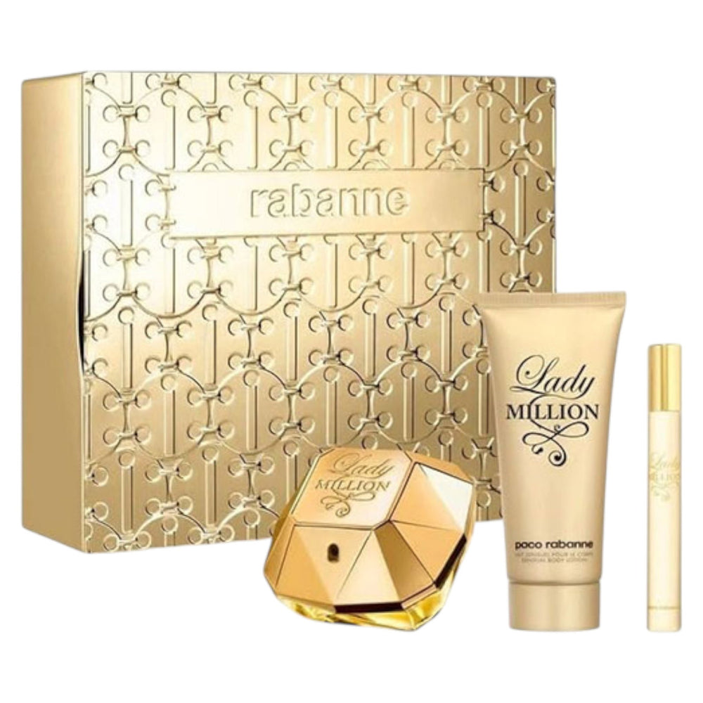 Paco Rabanne Set Paco Rabanne: Lady Million – Eau de Parfum for Women, 80 ml + Lady Million, 5 ml Miniature + Lady Million,…