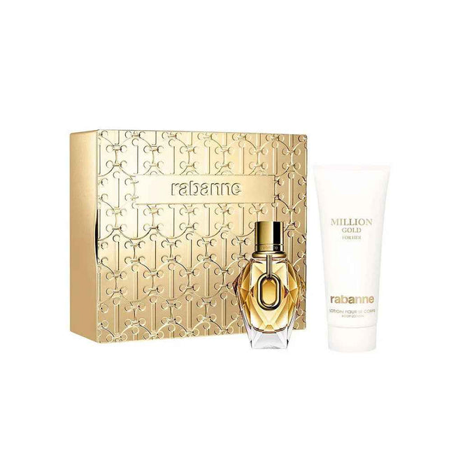 Paco Rabanne Set Paco Rabanne: Million Gold Hydrating – Body Lotion for Women, 100 ml + Million Gold, Eau de Parfum, Refillable, 50 ml