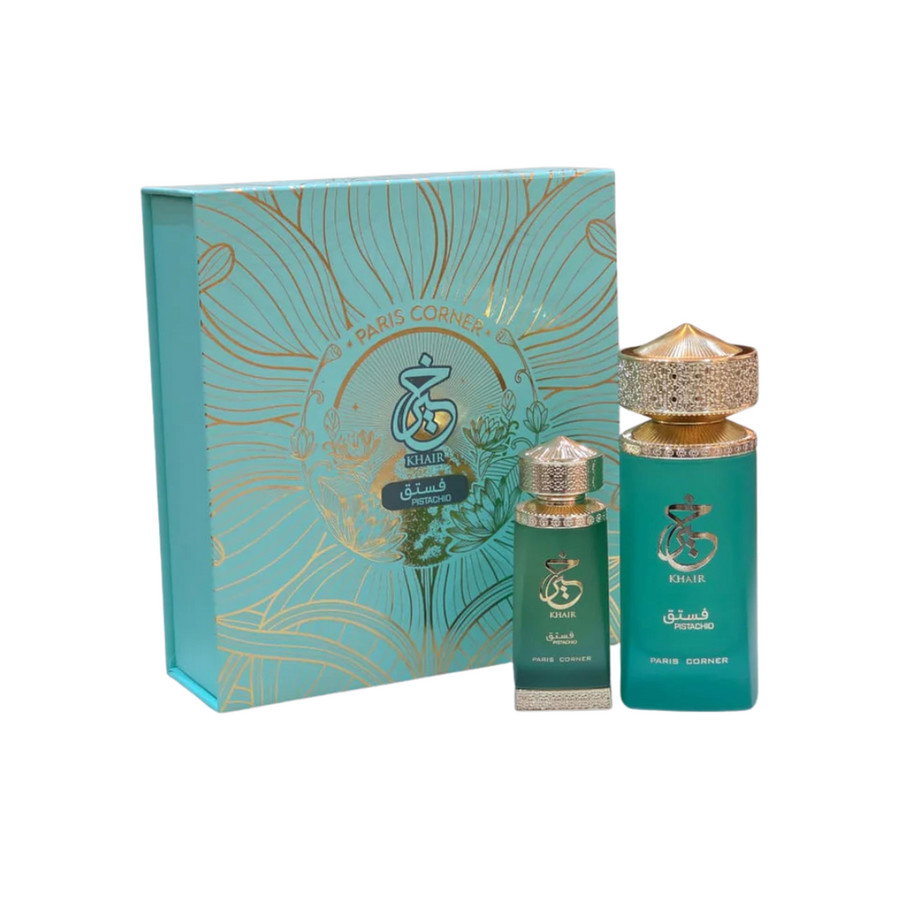 Paris Corner Set Paris Corner: Khair Pistachio – Eau de Parfum for Women, 100 ml + Khair Pistachio, Deodorant Spray, 200 ml