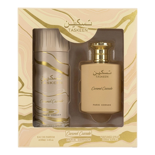 Paris Corner Set Paris Corner: Taskeen Caramel Cascade – Eau de Parfum Unisex, 100 ml + Taskeen Caramel Cascade, Deodorant…