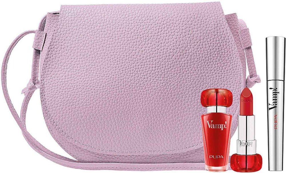 Pupa Set Pupa: Vamp! Definition Paraben-Free Waterproof Lash Defining – Mascara for Women, 001, Extra Black, 9 ml + Vamp!, Paraben-Free, Volume, Cream Lipstick, 301, Intense Red, 3.5 g