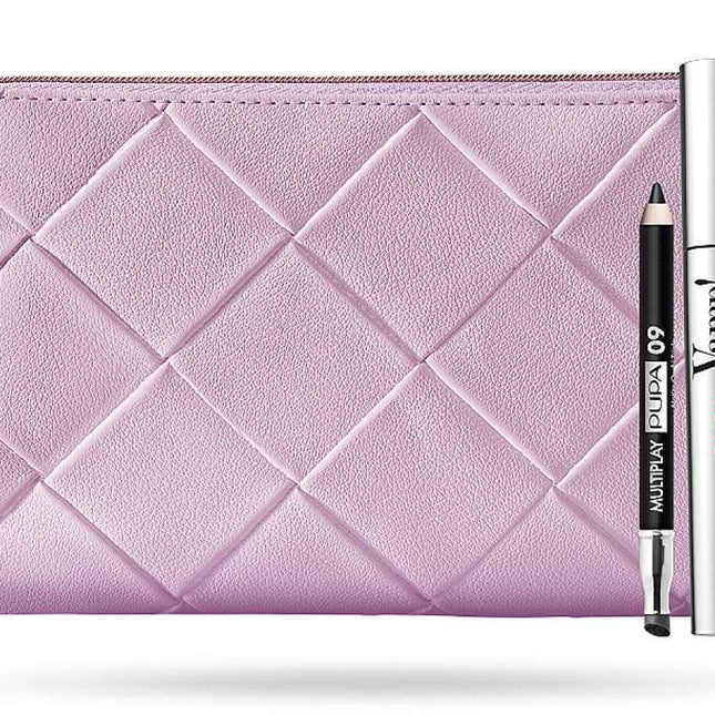 Pupa Set Pupa: Vamp! Paraben-Free Extra Volume – Mascara for Women, 100, Black, 9 ml + Multiplay, Double-Ended, Eyeshadow & Kajal Eyeliner 2-in-1, 09, Deep Black, 1.2 g