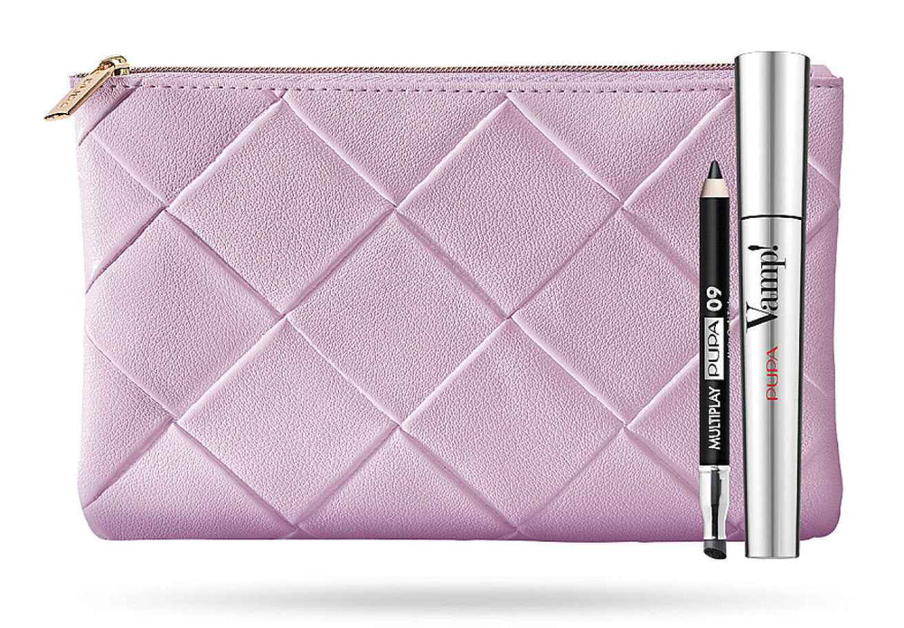 Pupa Set Pupa: Vamp! Paraben-Free Extra Volume – Mascara for Women, 100, Black, 9 ml + Multiplay, Double-Ended, Eyeshadow & Kajal Eyeliner 2-in-1, 09, Deep Black, 1.2 g