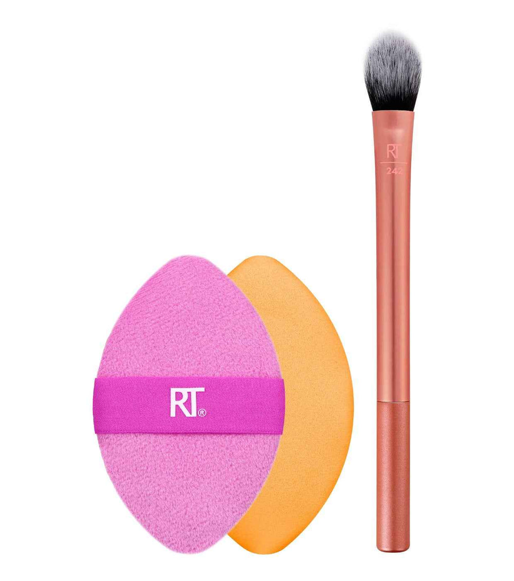 Real Techniques Set Real Techniques: Miracle Makeup Sponge – Makeup Set for Women, Pink + Miracle, Makeup Sponge, Orange + Real Techniques, Eyeshadow Brush, 242