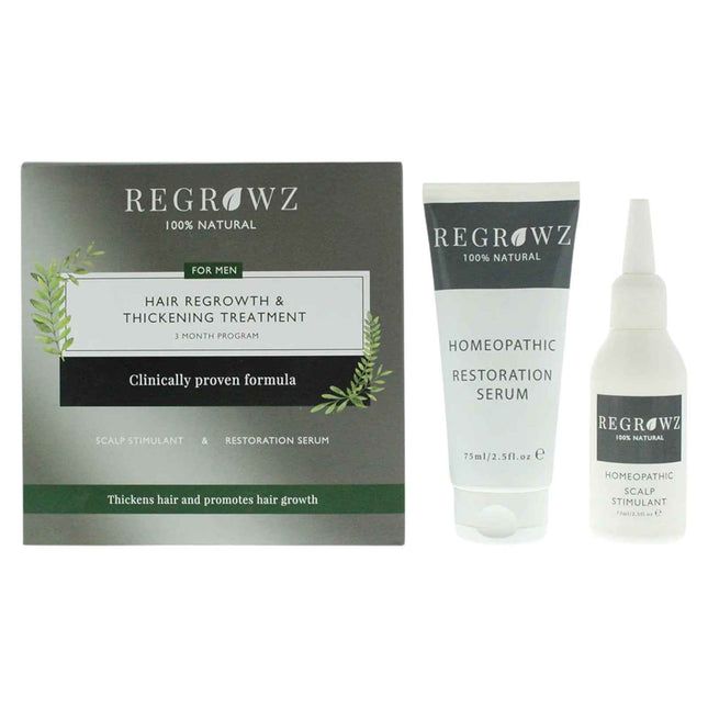 Regrowz Set Regrowz: Homeopathic – Scalp Serum for Men, Restorative, 75 ml + Homeopathic, Scalp Cream Treatment, Hydrate & Protect, 75 ml