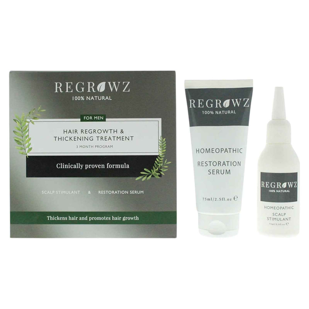 Regrowz Set Regrowz: Homeopathic – Scalp Serum for Men, Restorative, 75 ml + Homeopathic, Scalp Cream Treatment, Hydrate & Protect, 75 ml