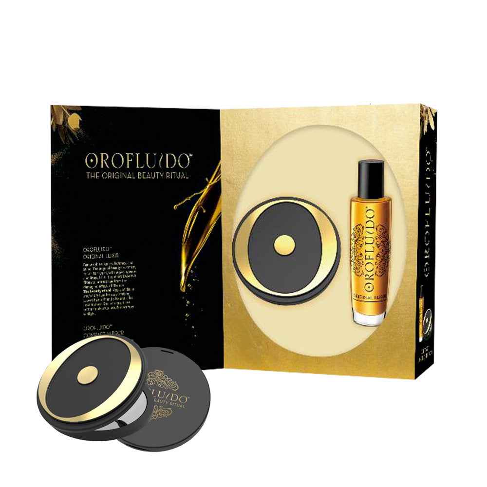 Revlon Set Revlon: Orofluido – Hair Oil for Women, For Hydrate/Detangle & Shine, 100 ml + Compact Mirror, Black