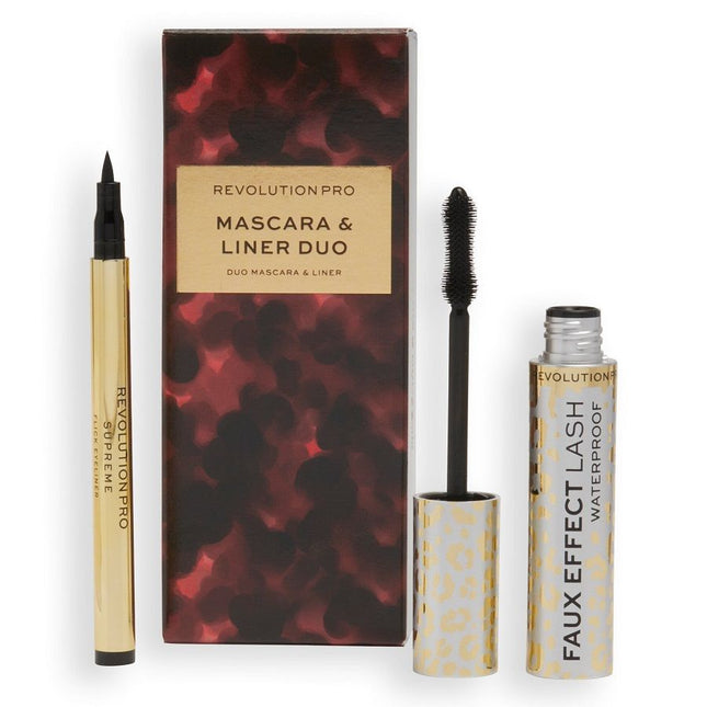 Revolution Pro Set Revolution Pro: Faux Effect Lash Waterproof Volumising – Mascara for Women, Black, 8 ml + Supreme Flick,…
