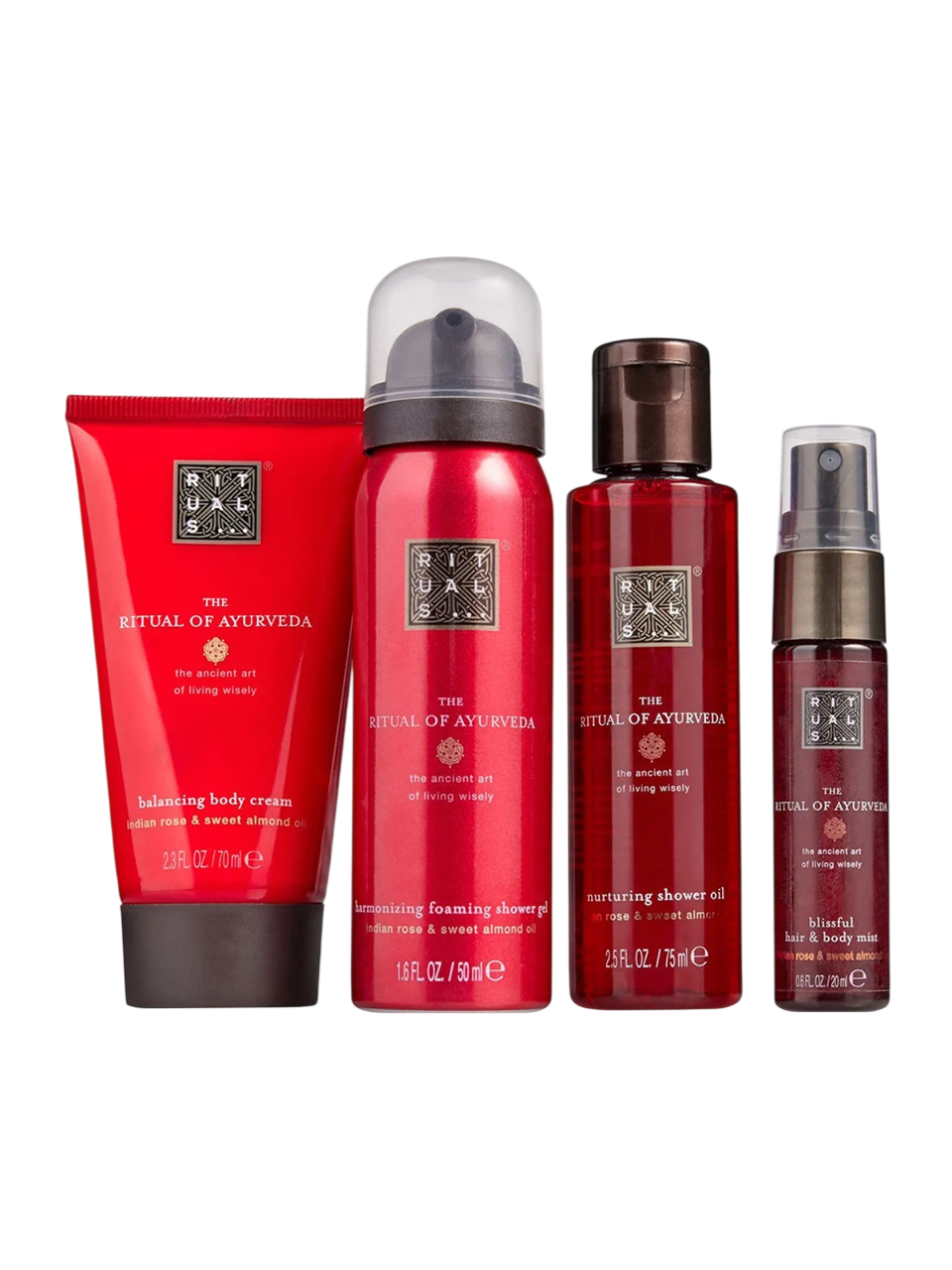 Rituals Set Rituals: The Ritual Of Ayurveda Shower Mousse 50 ml + The Ritual Of Ayurveda Nurture – Shower Oil for Women, For Dry Skin, 75 ml + The Ritual Of Ayurveda, Hair Scented Mist, 20 ml + The Ritual Of…