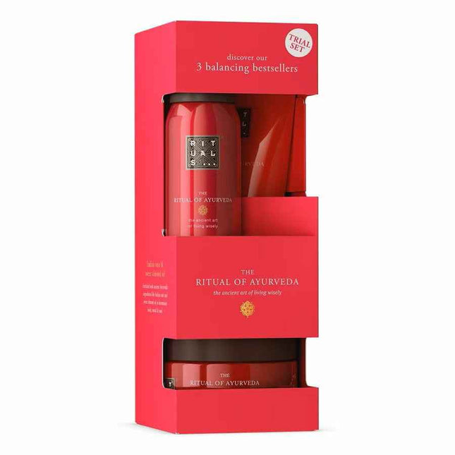 Rituals Set Rituals: The Ritual Of Ayurveda Shower Mousse 50 ml + The Ritual Of Ayurveda Rejuvenating Body Scrub 125 g + The Ritual Of Ayurveda Balancing – Body Cream for Women, 70 ml