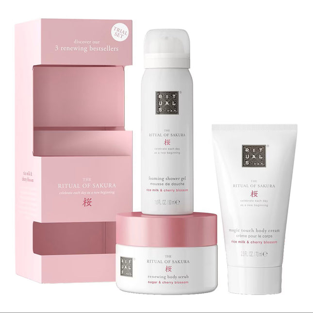 Rituals Set Rituals: The Ritual Of Sakura Shower Mousse 50 ml + The Ritual Of Sakura Rejuvenating Body Scrub 125 g + The…