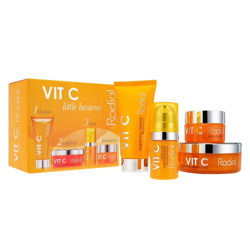 Rodial Set Rodial: Vit C Brightening – Serum for Women, For Face, 5 ml + Vit C, Brightening, Cleansing Pads, 20 pcs + Vit C, Brightening, Souffle, For Face, 10 ml + Vit C, Brightening, Cleansing Gel, For Face, 20 ml
