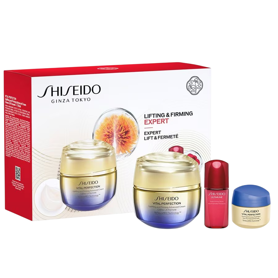 Shiseido Set Shiseido: Vital Perfection Uplifting & Firming – Cream, Face, 50 ml + Vital Perfection, Firming, Overnight, For Face, 15 ml + Ultimune Power Infusing, Serum, For Face, 10 ml
