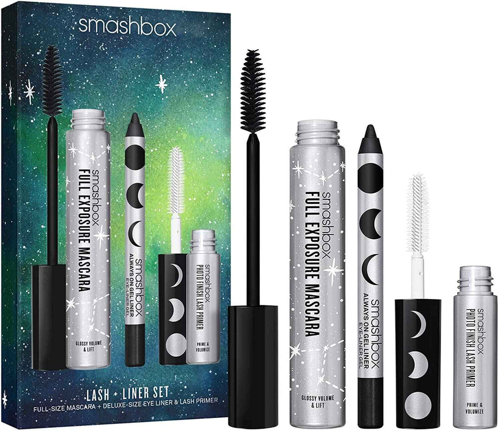 Smashbox Set Smashbox: Photo Finish Eyelash Primer 4 ml + Always On – Gel Pencil Eyeliner for Women, Brewed, 1.2 g + Full Exposure, Waterproof, Volumizing, Mascara, Black, 9.56 ml