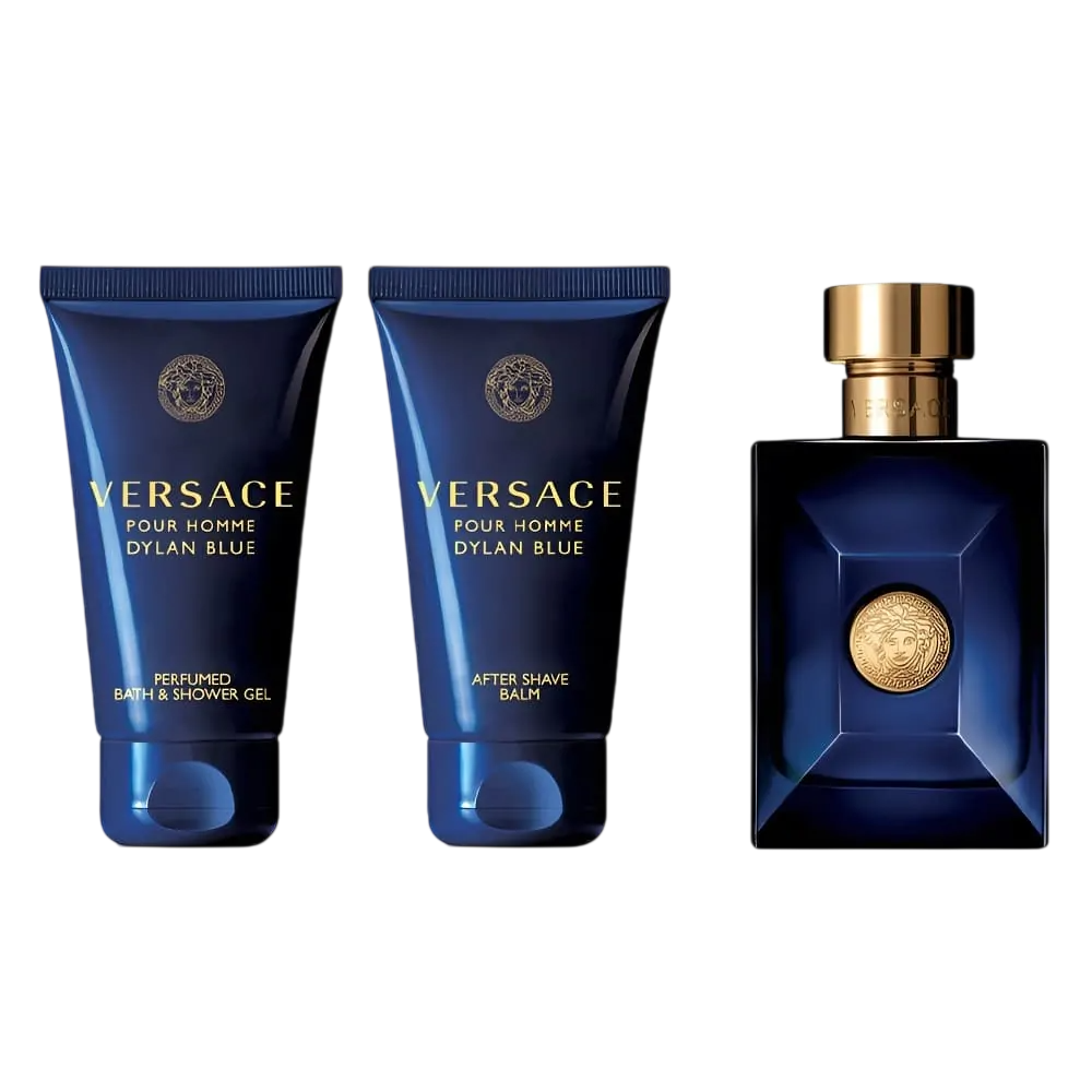 Versace Set Versace: Dylan Blue Calming Aftershave Balm 50 ml + Dylan Blue – Shower Gel for Men, For All Skin Types, 50 ml…