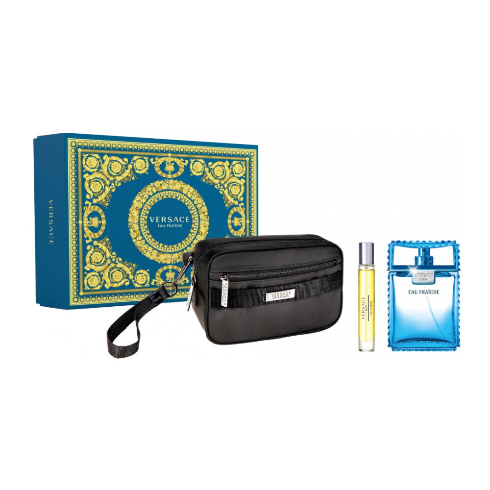 Versace Set Versace: Eau Fraiche – Eau de Toilette for Men, 100 ml + Eau Fraiche, 10 ml + Versace, GWP Textile Pouch, Black