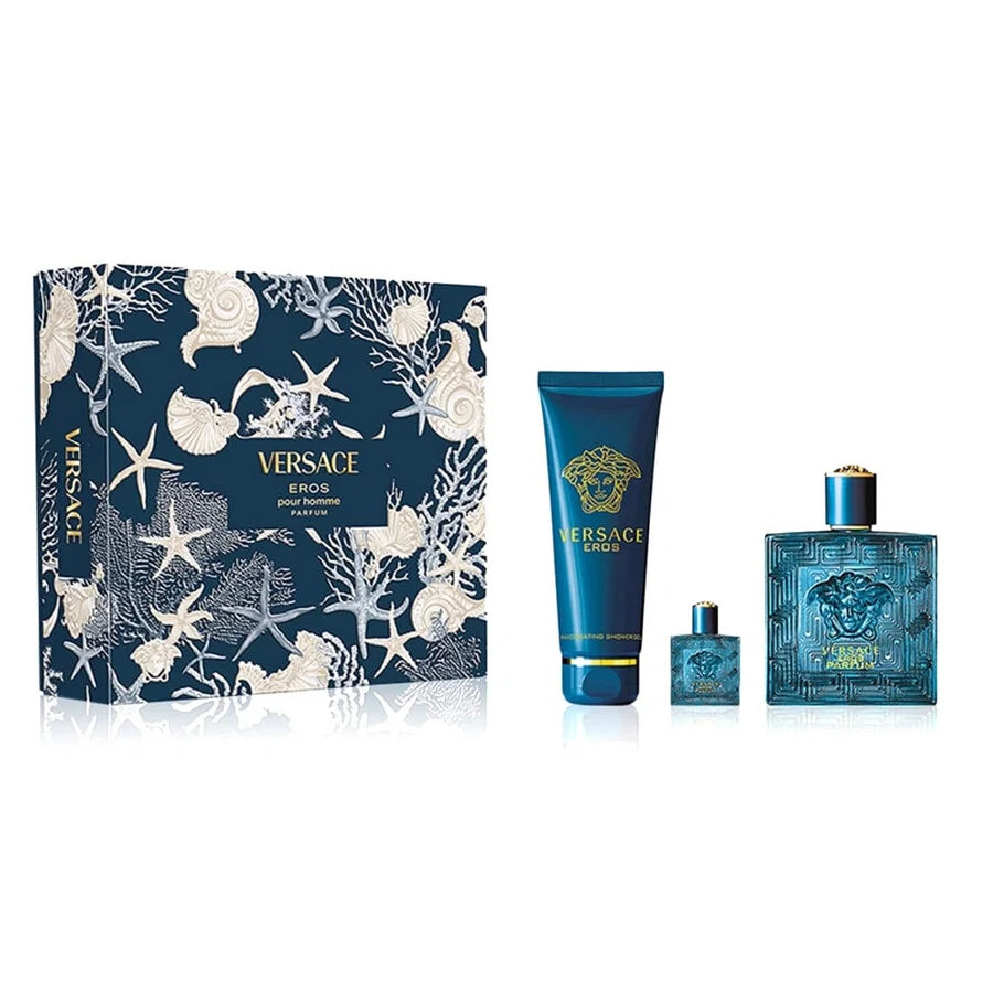 Versace Set Versace: Eros – Eau de Parfum for Men, 100 ml + Eros, 5 ml Miniature + Eros, Shower Gel, For All Skin Types,…