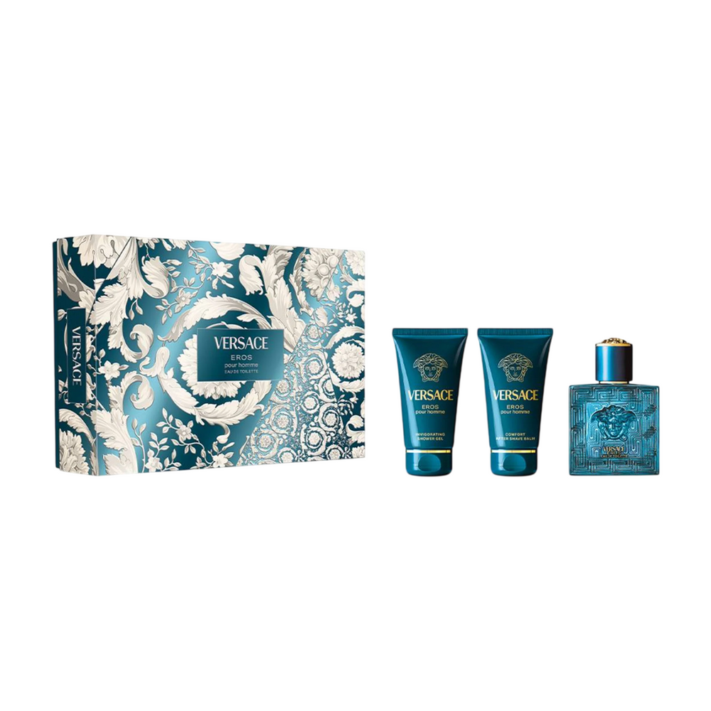 Versace Set Versace: Eros – Eau de Toilette for Men, 50 ml + Eros, Shower Gel, For All Skin Types, 50 ml + Eros, Hydrating,…