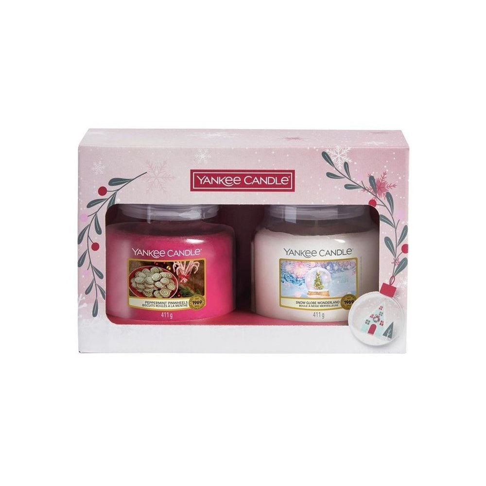 Yankee Candle Set Yankee Candle: Snow Globe Wonderland Unisex, Peppermint, Scented Candle, 411 g + Peppermint Pinwheels,…