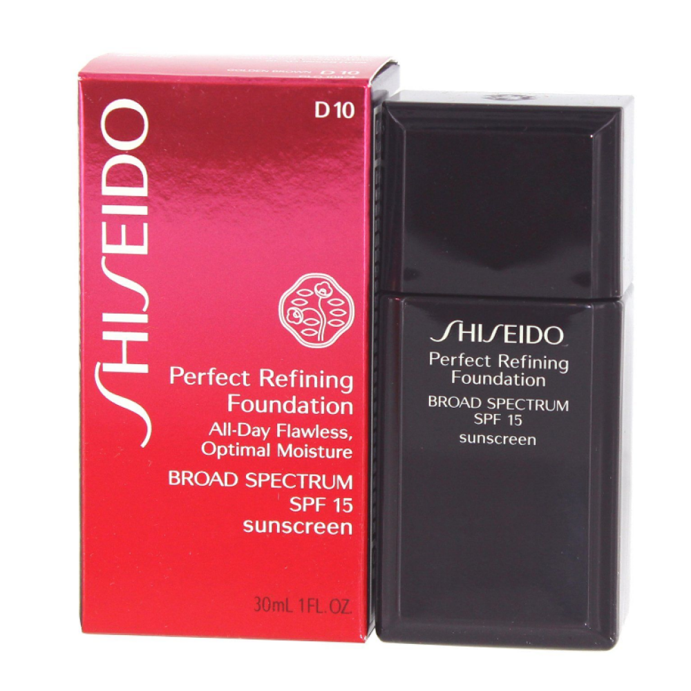 Shiseido Perfect Refining Moisturizing – Liquid Foundation for Women, D10, Golden Brown, SPF 15, 30 ml