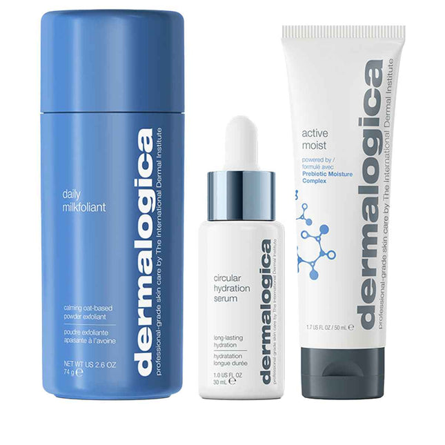 Dermalogica Smooth + Hydrate Set Dermalogica: Daily Milkfoliant Exfoliating Exfoliating Powder 74 g + Active Moist Prebiotics Hydrating – Cream for Women, For Face, 50 ml + Circular Hydration, Hyaluronic Acid, Serum,…