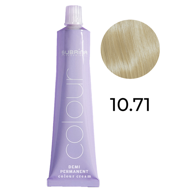 Subrina Professional Demi Permanent Colour – Demi-Permanent Hair Dye Unisex, 10/71 Stone Lightest Blonde, 60 ml