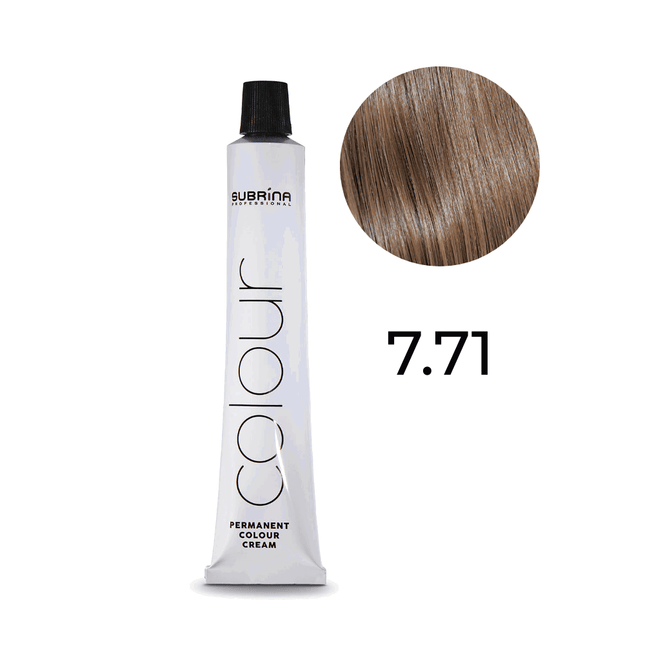 Subrina Professional Essential Colour – Permanent Hair Dye for Women, 7/71 Medium Ashy Chestnut Blonde, 100 ml