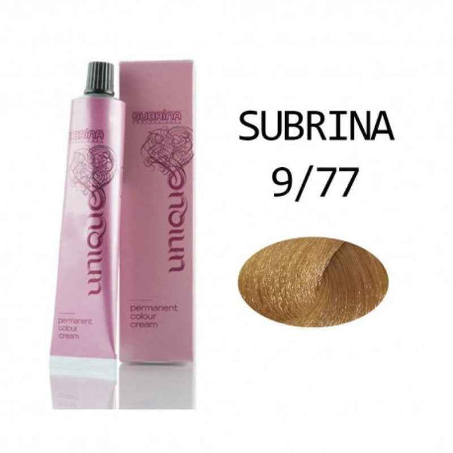 Subrina Professional Unique – Permanent Hair Dye for Women, 9/77 Very Light Blond - Intense Chestnut, 100 ml