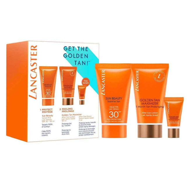 Lancaster Get The Golden Tan! Set Lancaster: Golden Tan Maximizer – Buriti Oil Unisex, Anti-Wrinkle, After-Sun Serum, 3 ml + Golden Tan Maximizer, Hydrating & Soothing, After-Sun Lotion, 15 ml + Sun Beauty, UV…