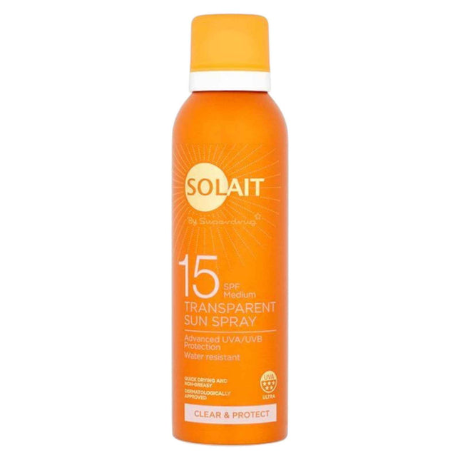 Superdrug Solait Water-Resistant – Sunscreen Spray Unisex, SPF15, 200 ml Tester