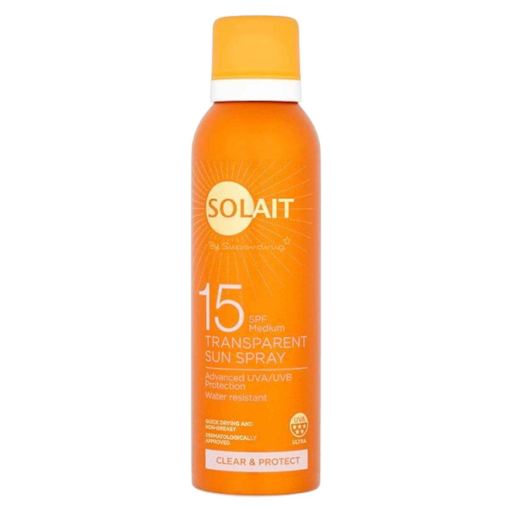Superdrug Solait Water-Resistant – Sunscreen Spray Unisex, SPF15, 200 ml Tester