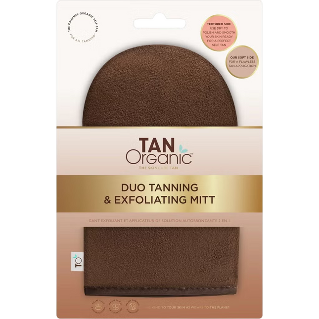 TanOrganic Duo Tanning & Exfoliating – Tanning Mitts for Women, Brown