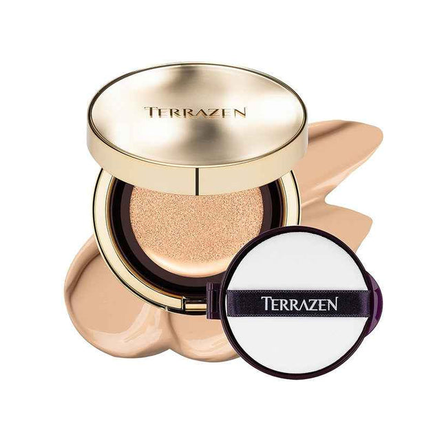 Terrazen Perfect Finish Cushion Radiant Finish – Cream Foundation for Women, 21, Light Beige, SPF 50+, 15 g