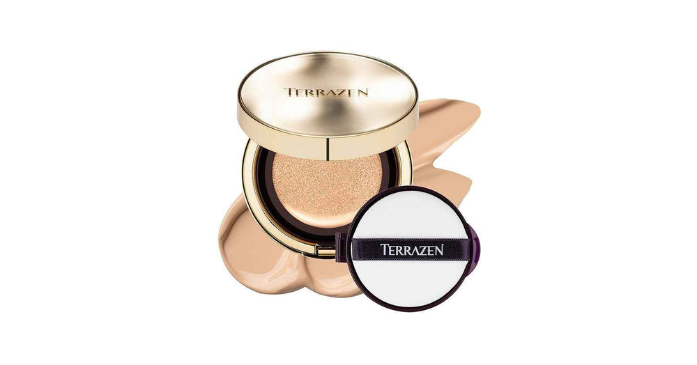 Terrazen Perfect Finish Cushion Radiant Finish – Cream Foundation for Women, 21, Light Beige, SPF 50+, 15 g