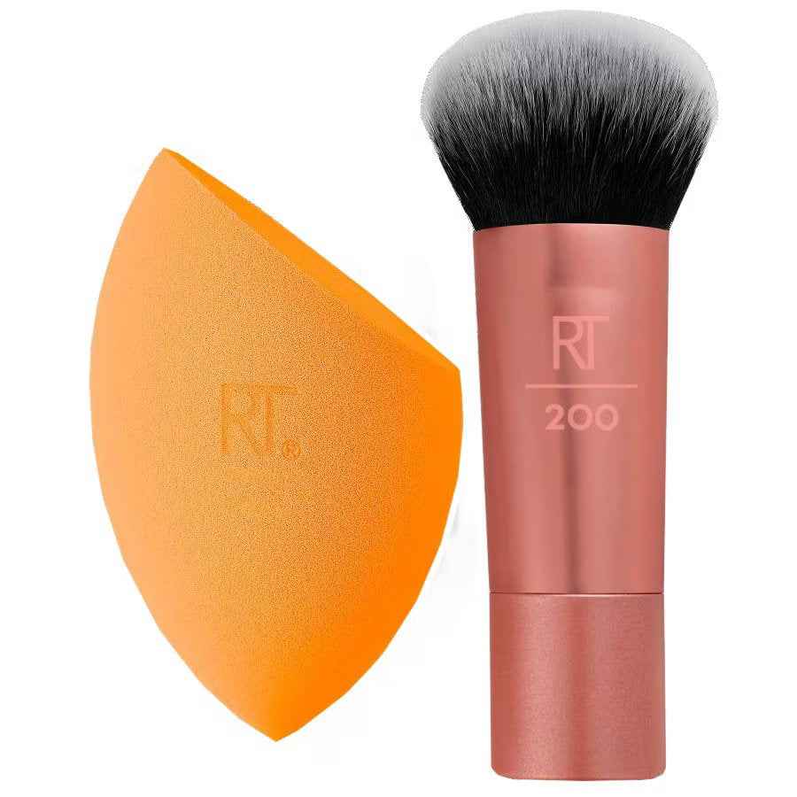Real Techniques Travel Set Real Techniques: Mini Blush Brush – Makeup Set for Women, RT200 + Miracle, Makeup Sponge, Orange