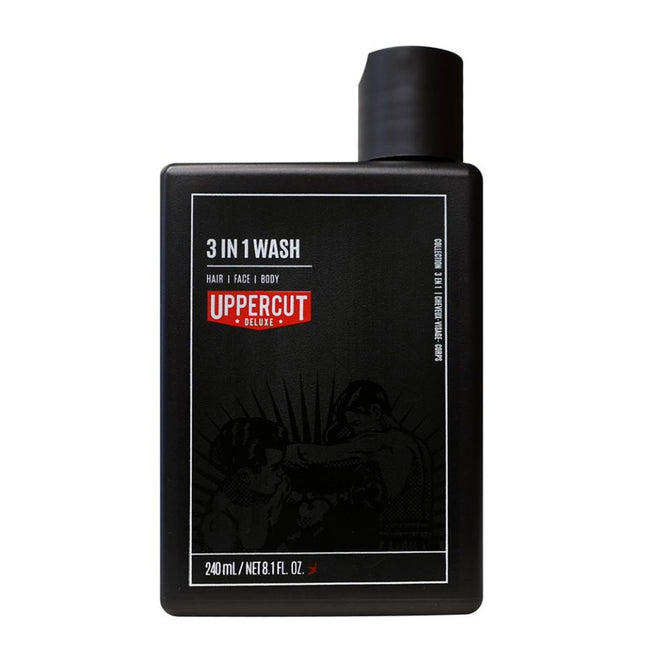 Uppercut Deluxe 3 in 1 Wash – Hair Shampoo for Men, Cleansing, Moisturizing, 240 ml
